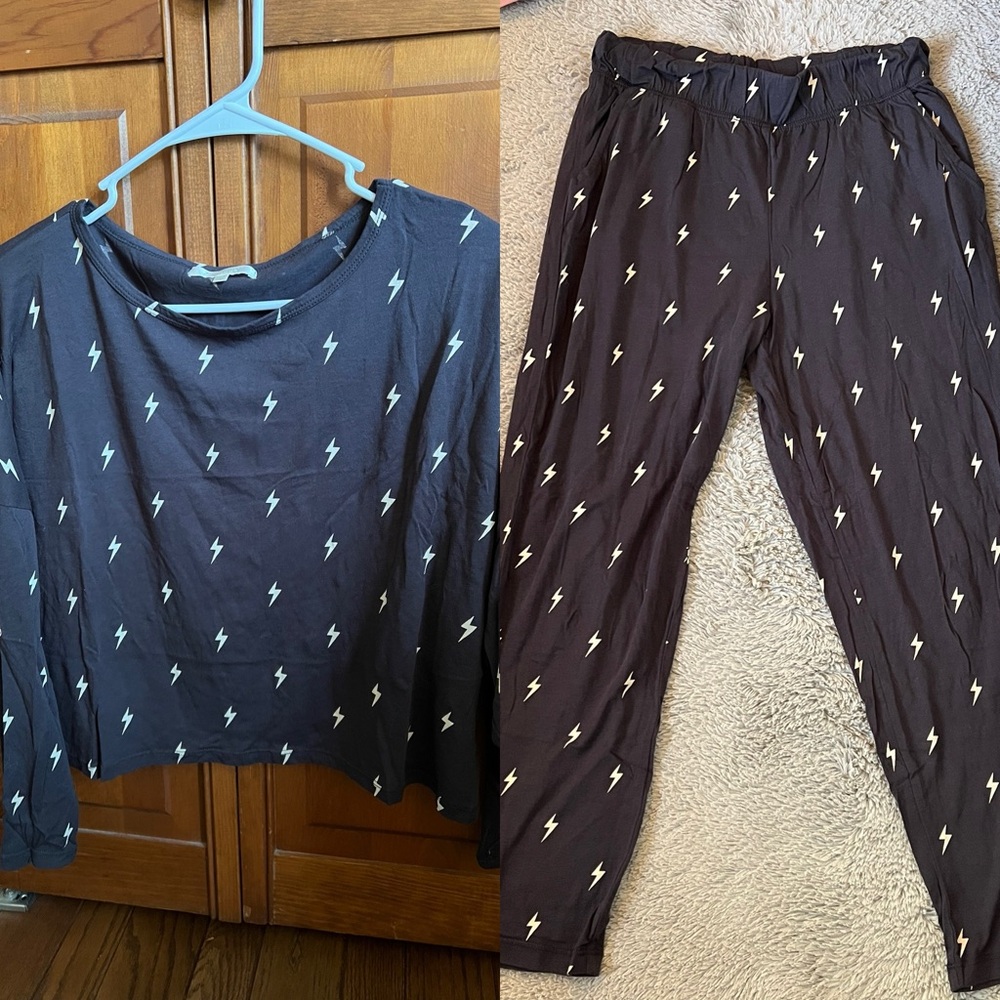 Z Supply Pajama Matching Black Patterned Set